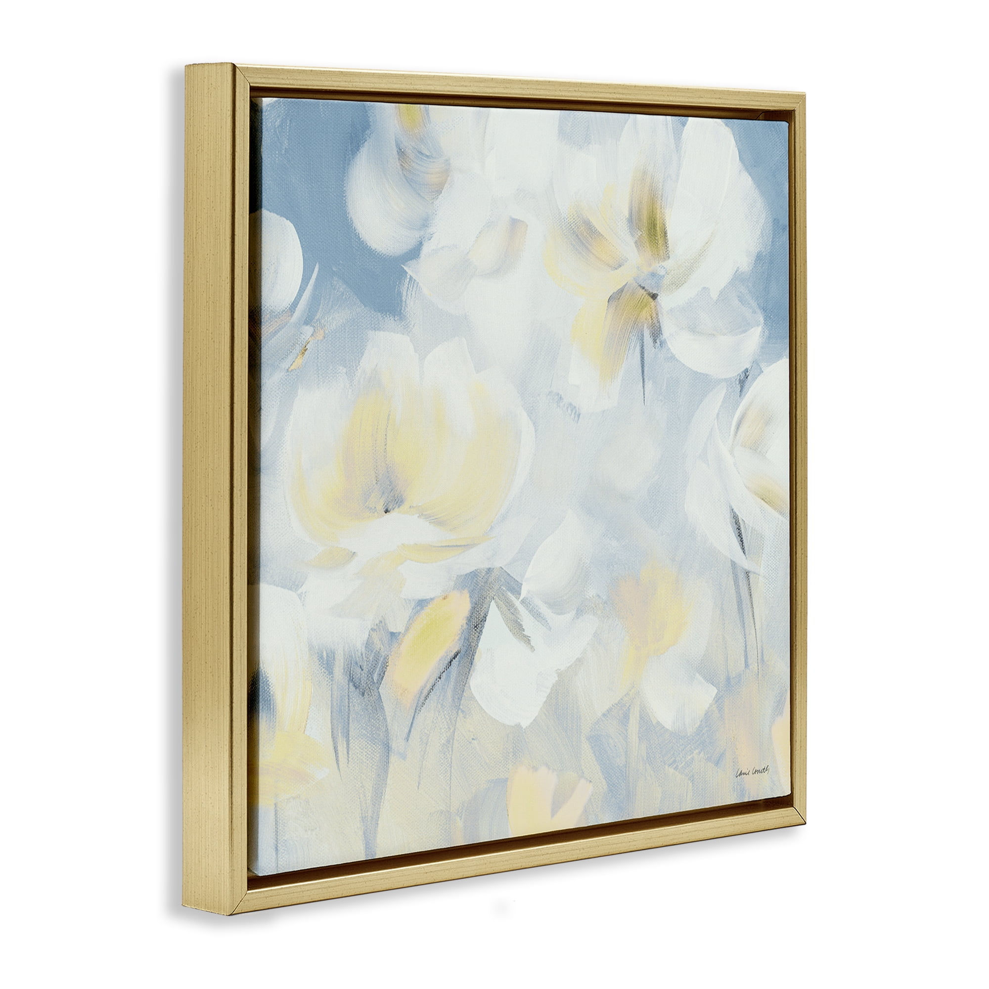Stupell Industries Soft & Gentle Flower Field Gold Framed Floater Canvas Wall Art, design by Lanie Loreth