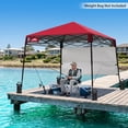 thumbnail image 3 of EAGLE PEAK Day Tripper 8' x 8' Slant Leg Lightweight Compact Portable Canopy w/Backpack Easy One Person Set-up Folding Shelter 6' x 6' Top and 8' x 8' Base (Red), 3 of 10