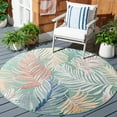 thumbnail image 2 of SAFAVIEH Cabana Oakley Botanical Indoor/Outdoor Area Rug, Green/Rust, 5'1" x 5'1" Round, 2 of 12