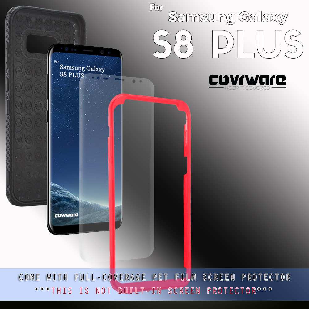 Samsung Galaxy S8 Plus Case, [Aegis Series] + Full-Coverage Screen Protector, Heavy Duty Rugged Full-Body Armor Holster Case [Belt Swivel Clip][Kickstand] For Samsung Galaxy S8 +, Red - image 2 of 8