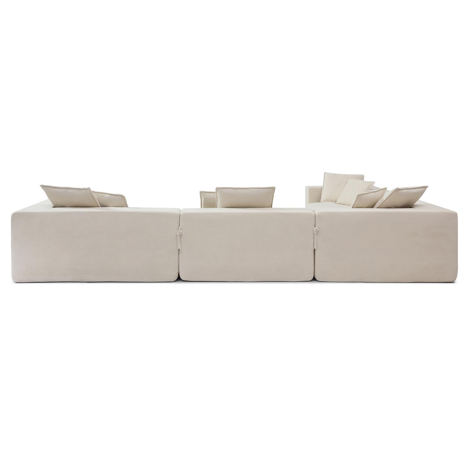 Demi Bonn 149" Cloud Sectional Sofa with L-Shape Chaise, Modern Deep Seat Modular Couch, Velvet Upholstered for Living Room or Bedroom, No Assembly Needed, Beige