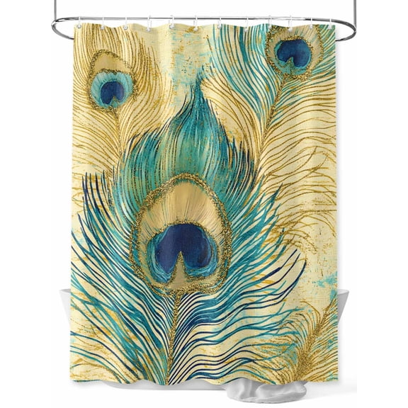 Shower Curtain Peacock Feathers Shower Curtains for Bathroom, Waterproof Polyester Shower Curtain Set with Hooks, Small Stall Size 36" x 72" Vintage Painting