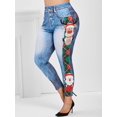 thumbnail image 1 of Impresión 3D Dibujos animados de dibujos animados Plaid Papá Noel Santa Claus Navidad más Tamaño Jeggings Rosegal Leggings de talla grande, 1 of 5