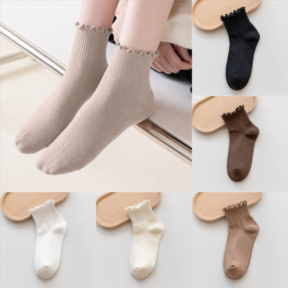 Ticikt Women's Soft Cotton Crew Socks, Neutral Tone Mid-Calf Socks for All Seasons,Khaki