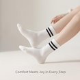 thumbnail image 5 of 10 Pairs Women's Athletic Striped Crew Socks, Men's Athletic Round Neck Socks Cotton Stripe Socks Full Sole Cushion, 5 of 7