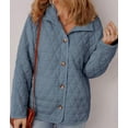 thumbnail image 4 of Female Quilted Jacket Casual Winter Open Front Button Down Puffer Coat Outwear Cardigan Navy Blue XXL, 4 of 8