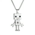 thumbnail image 1 of Colgante de robot de acero inoxidable, collar retro punk, lindo collar de robot pequeño, colgante de articulación móvil, regalo de joyería para hombres y mujeres, 1 of 5