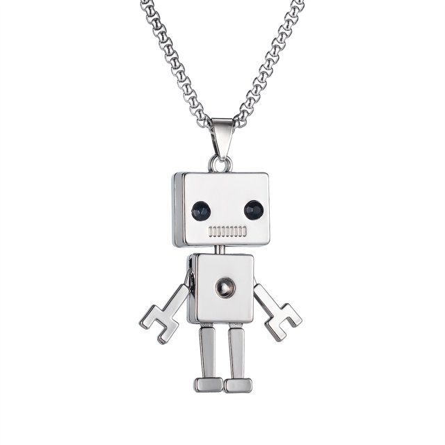 Colgante de robot de acero inoxidable, collar retro punk, lindo collar de robot pequeño, colgante de articulación móvil, regalo de joyería para hombres y mujeres