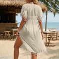 thumbnail image 4 of Women Swimsuit Cover up Sheer Deep V Neck Beach Tunic Dresses Summer Beachwear Vacation Swimwear Coverups, 4 of 8