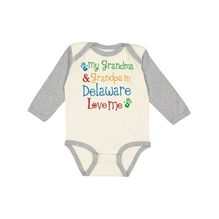 

Inktastic Delaware Grandma Grandpa Love Me Boys or Girls Long Sleeve Baby Bodysuit