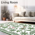 thumbnail image 2 of ODIKA 3'x5' Machine Washable Non-Slip Area Rug, Whimsical Hen and Chick Crochet with Holiday Themed Ornamentation High Traffic Rug, Green, 643626, 2 of 7