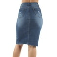 thumbnail image 4 of Fashion2Love Womens Junior Plus Size Juniors below Knee Length Midi Pencil Ripped Denim Skirt, 4 of 10