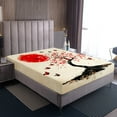 thumbnail image 3 of Erosebridal Red Sun Sheet Set Queen, Flower Tree Bedding Sets Queen Size, Cartoon Butterfly Decor 4-Piece, 3 of 6