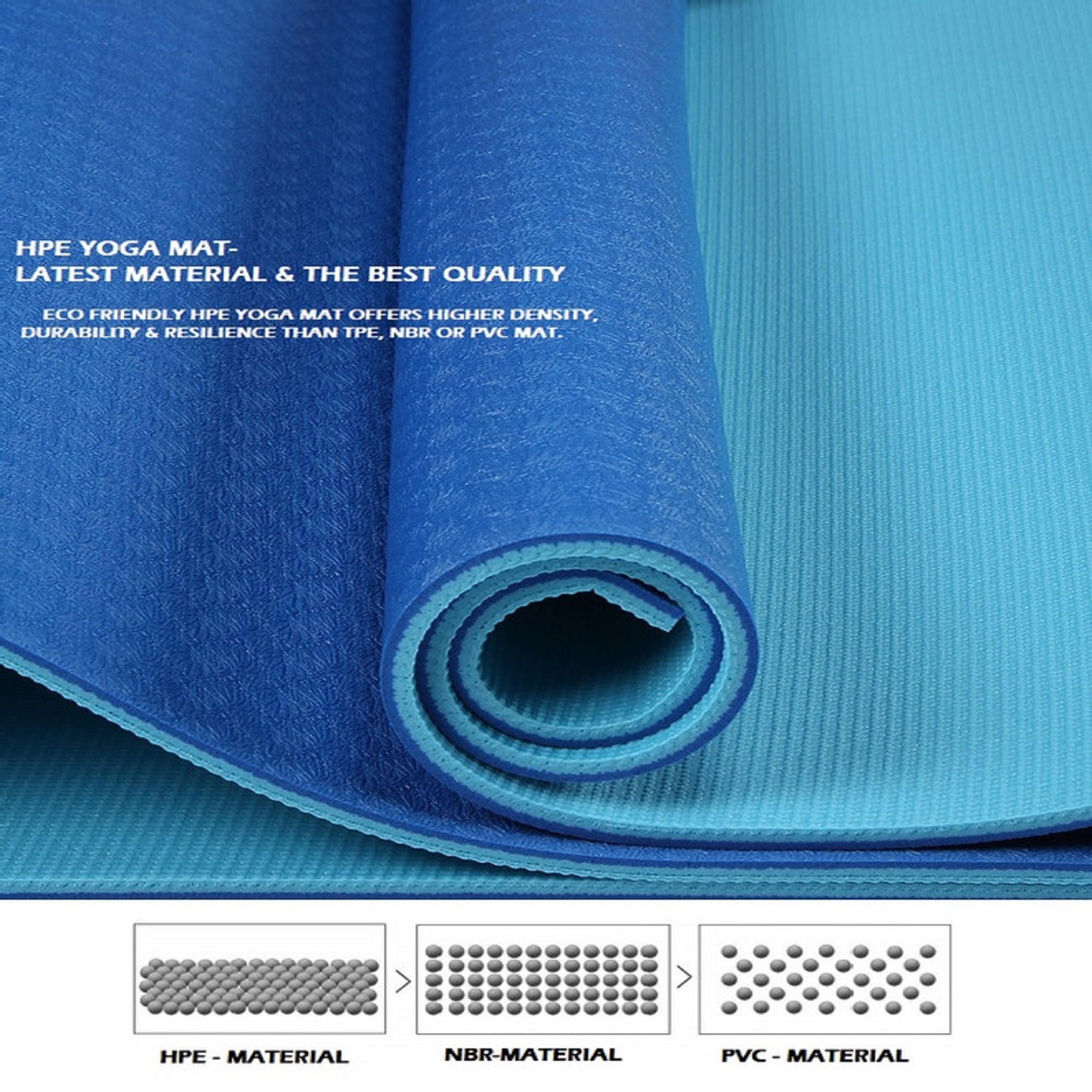 Bestzo HPE Yoga Mats-72"x 24", 1/4" Thick  Workout Mat for Yoga Fitness HPE Exercise Pilates Mat with Carrying Strap