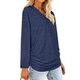 thumbnail image 4 of Lilgiuy Womens Winter Sexy V Neck Long Sleeve Tops Solid Regular Blouse for Women Trendy, 4 of 5