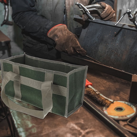 HONMEET Green Canvas Tool Tote for Repairing Heavy Duty Wide Organizer Bag