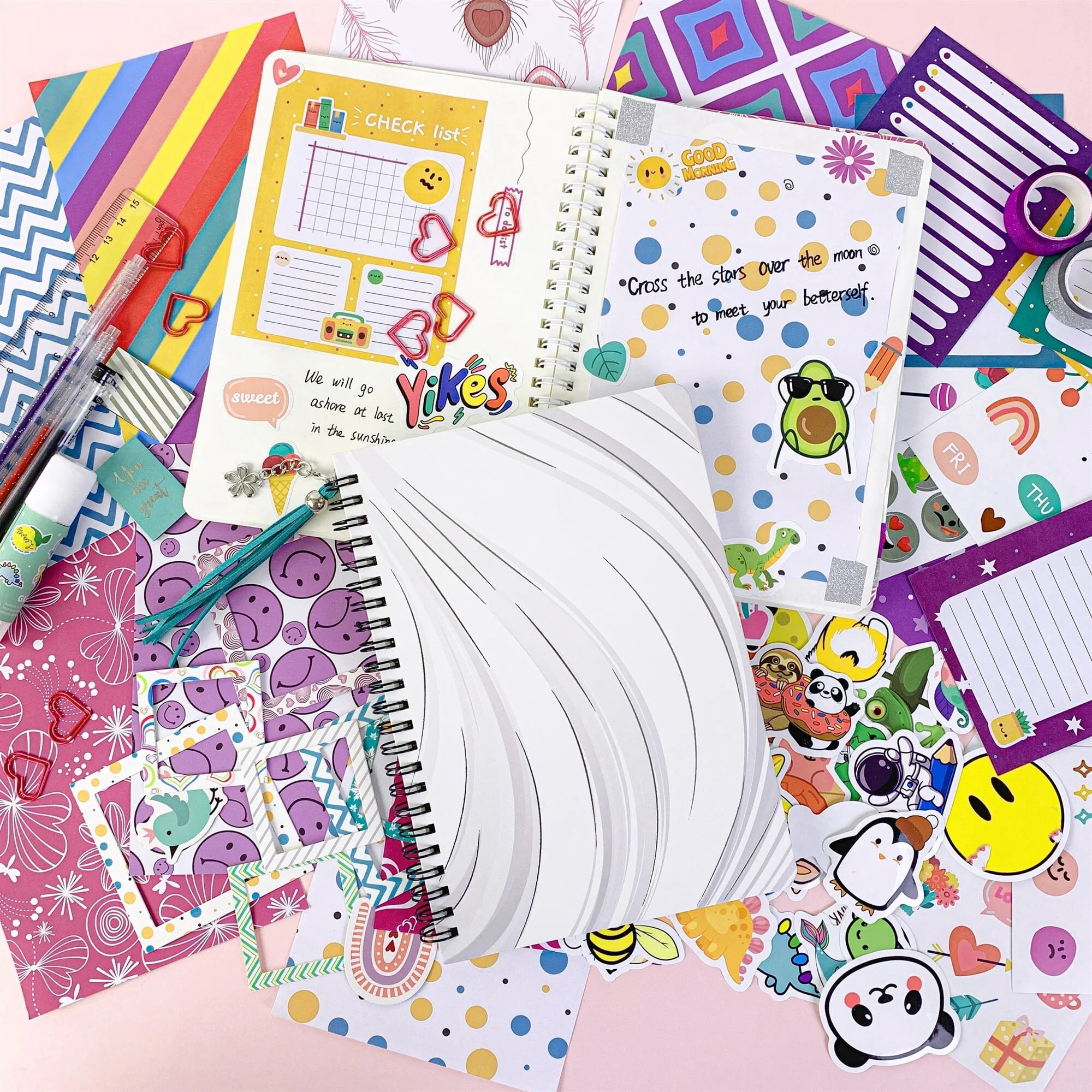 DIY Journal Kit for Girls,DIY Girl Journal Set for Teenage Girls,48 Pcs Scrapbook & Diary Kits,Journaling Art Crafts Kit Teen 8-14 Year Old Girl Birthday Gifts,Purple