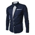 thumbnail image 2 of IROINNID Deals Shirts for Men Long Sleeve Autumn Slim Fit Turndown Pocket Top Blouse Shirt,Blue, 2 of 4