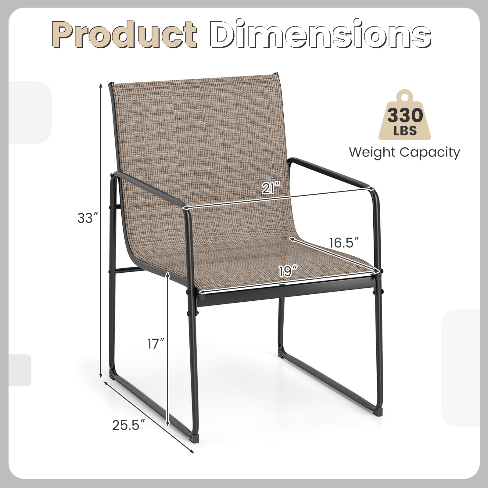 Patiojoy Patio Chairs Set of 4 Outdoor Furniture Chairs w/ Ergonomic Backrest