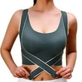thumbnail image 1 of Gibobby Brasier Deportivo con Cierre Frontal Sujetador con anillo de para mujer, Color sólido, transpirable, ropa interior, sujetador cómodo(Verde,Mediano), 1 of 3
