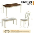 thumbnail image 3 of Merluxy 6 Piece 60" Solid Wood Dining Table Set, for Kitchen, Dining Room, Brown & Cream, 3 of 10