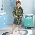 thumbnail image 5 of FORMRS Niños Bathrobe Unisex Hooded Robe Soft Plush Pajamas Sleepwear, Size 2-3T, Green Celestial Serpent, 5 of 7