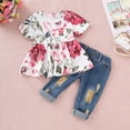 thumbnail image 2 of Ketyyh-chn99 Girls Clothes Outfits, Cute Baby Girl Floral Winter Warm Long Sleeve Pant Set Flower Ruffle Top Long Pants Set White,100, 2 of 5