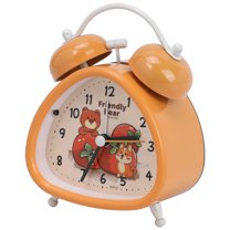 REGALWOVEN Triangle Shape Mechanical Alarm Clock, Loud Alarms, Cute Animals Pattern for Teens and Heavy Sleepers Orange 4.4"L x 2.2"W x 3.4"H