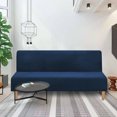 thumbnail image 2 of SHANNA Stretch Velvet Sofa Slipcover Thick Armless Sofa Bed Cover Futon Slipcover Protector, Navy Blue, 2 of 8