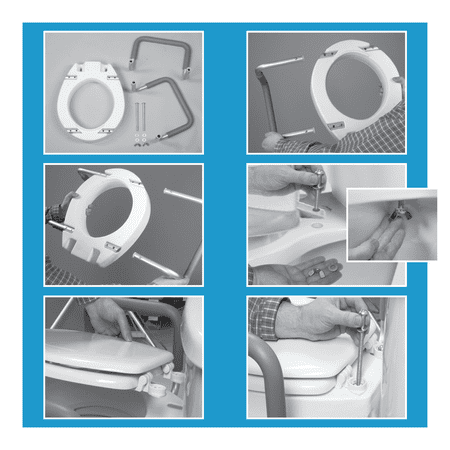 Carex Raised Toilet Seat with Handles, Standard Round Toilets, Adds 3.5" to Height, 250 lb Capacity