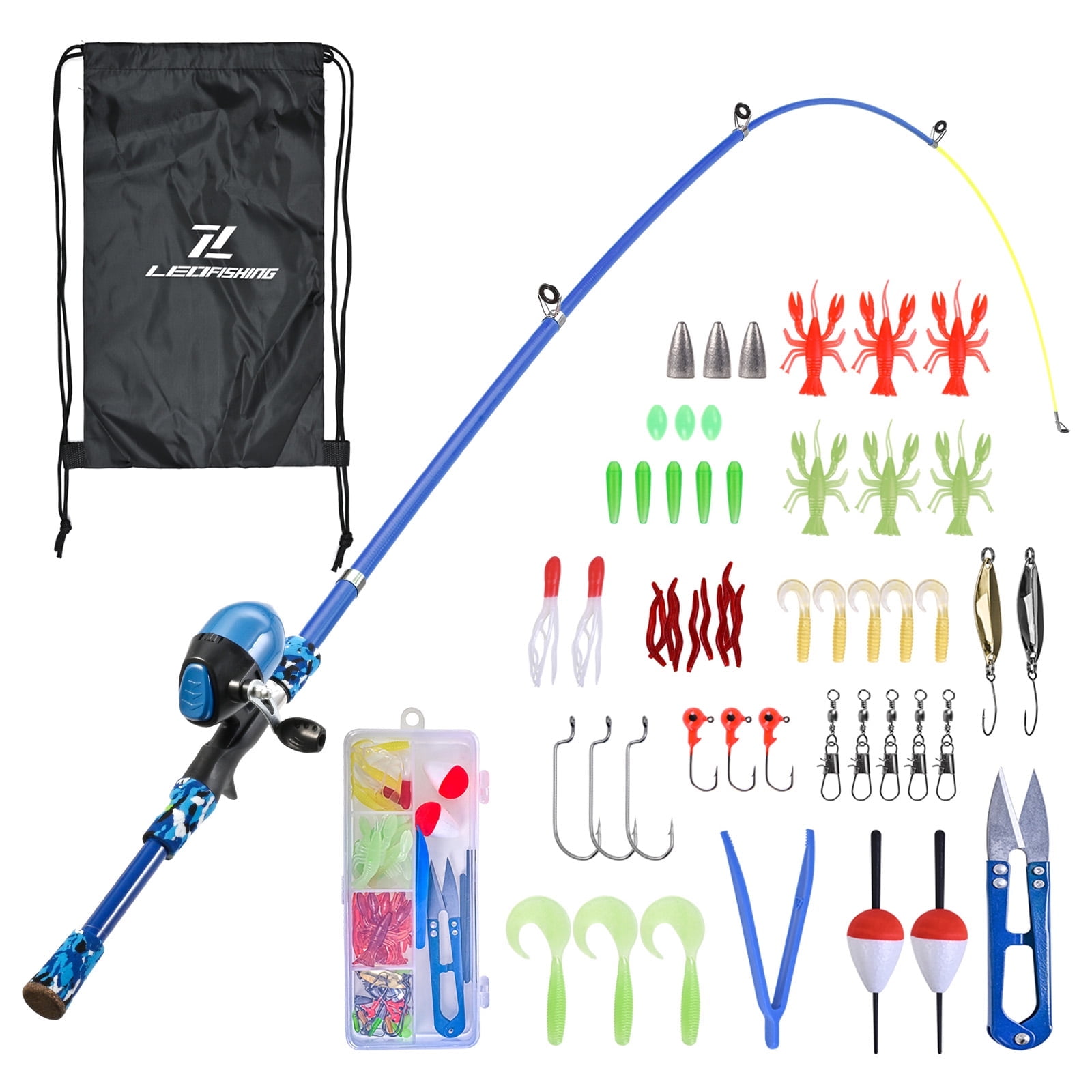 LEO FISHING FISHING Kids Fishing Pole, Telescopic Fishing Rod and Reel Full Kits, Youth Fishing Pole Fishing Gear for Kid LEO FISHING FISHING Kids Fishing Pole, Telescopic Fishing Rod and Reel Full Kits, Youth Fishing Pole Fishing Gear for Kid