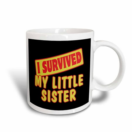 Design 24 Ounce Teapot - 3dRose I Survived My Little Sister Survial Pride And Humor Design, Ceramic Mug, 15-ounce