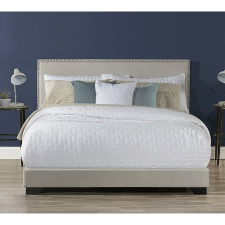 Willow Nailhead Trim Upholstered Queen Bed, Fog