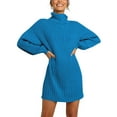 thumbnail image 3 of Women Fashion Casual Solid Long Sleeve Sweater Dress Turtleneck Sweater Pullover Dress Winter Date Night Dress Dress Women Long Petite Dresses for Leggings Sweater Dress Long Sweater Dresses for Women, 3 of 6