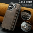 thumbnail image 3 of For iPhone 16 Pro Max PU Leather Wallet Phone Case,Compatible with Mag-Safe,Magnetic Detachable Card Holder,Back Flip Kickstand,2-in-1 Heavy Duty Shockproof RFID Blocking Phone Case,Coffee, 3 of 10