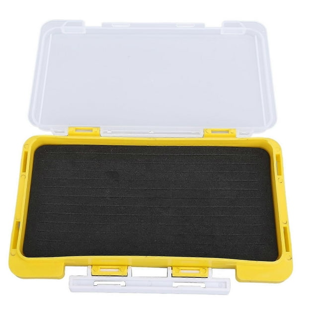 Fishing Jig Box Waterproof Plastic Slim Foam Insert Fishing Hook Storage Organizer Box Yellow for Lure Fishing