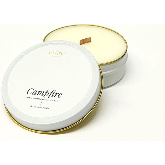 Effin Candle Co. Travel Candle 3.5 oz Notes of Campfire, Leather and Amber Campfire