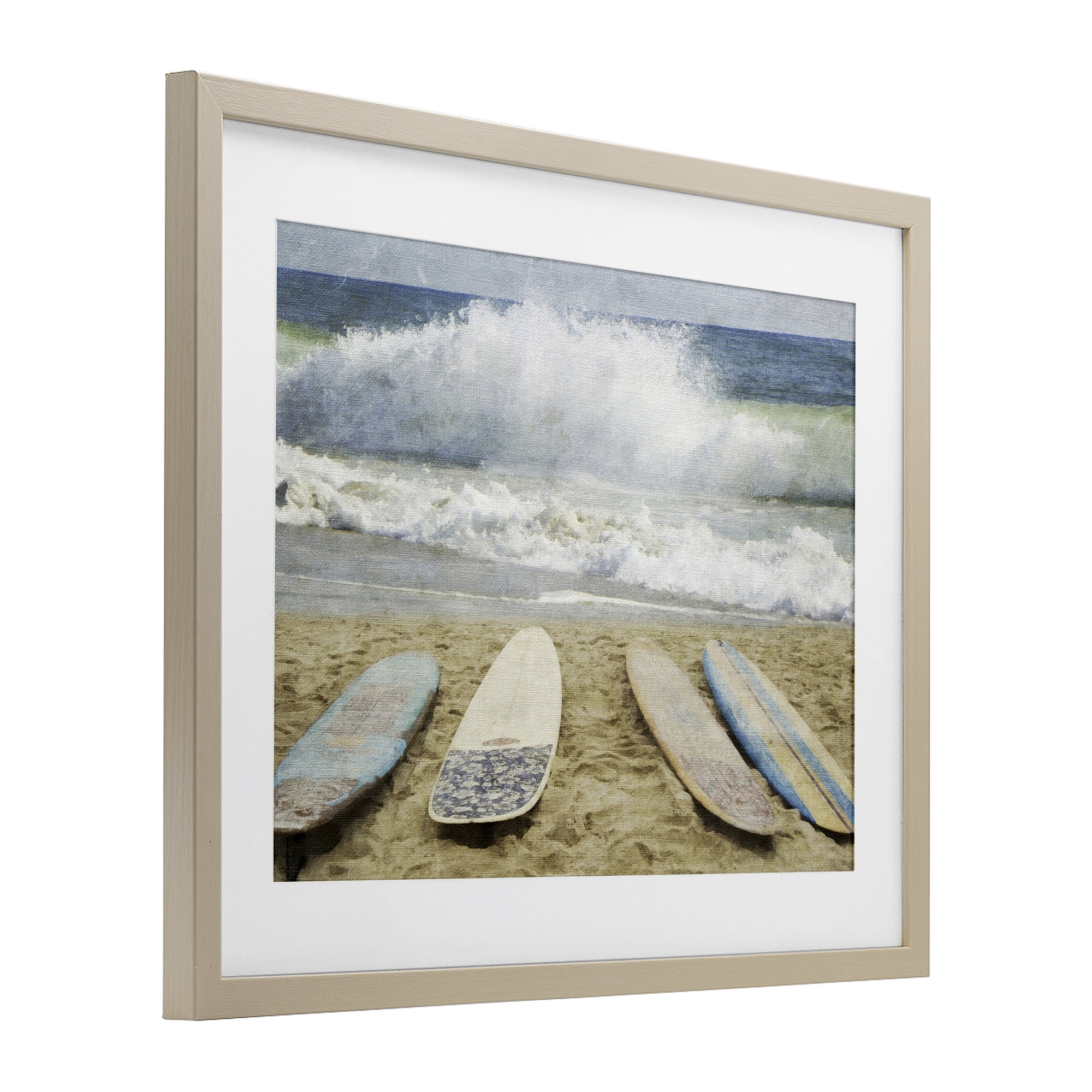 Stupell Industries Surfboards At The Ready Birch Framed Print Under Glass, design by Grotto Studios