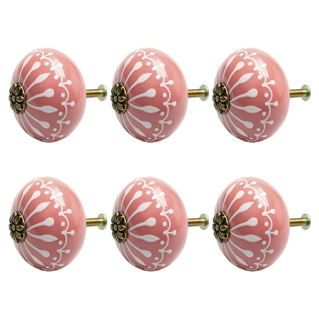 Unique Bargains Céramique Vintage Boutons Tiroir Armoire Armoire Bureau Commode 6pcs Rose