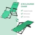 thumbnail image 4 of Outsunny Tanning Chair, 2-in-1 Beach Lounge Chair & Camping Chair w/ Pillow & Pocket, Adjustable Chaise for Sunbathing Outside, Patio, Poolside, Green, 4 of 9