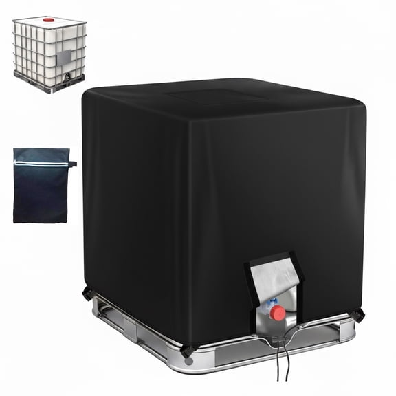 for IBC Tote Cover Outdoor Water Tank Covers Waterproof Riding Lawn Mower Water Storage Lid for 1000L 275 Gallon Garden Water Tank Rain Barrel Cover 210D Dustproof Sun Protection