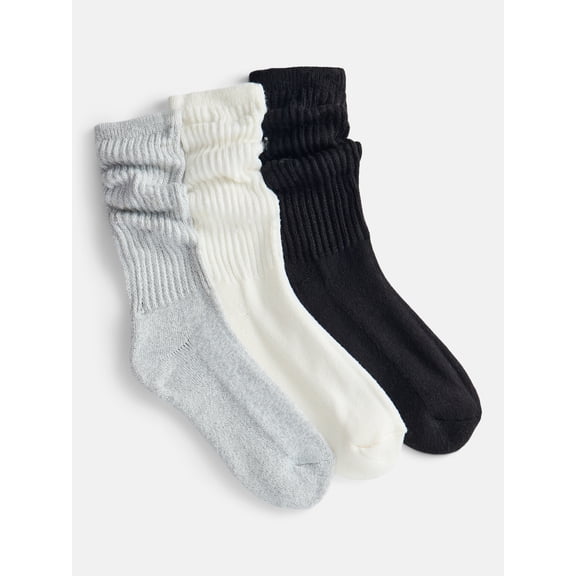 Joyspun Women’s Comfort Classic Slouch Socks, 3-Pack, Size 4-10
