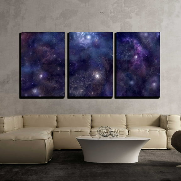 wall26 - 3 Piece Canvas Wall Art - Deep Space Wide Background Website Header - Modern Home Art Stretched and Framed Ready to Hang - 24"x36"x3 Panels