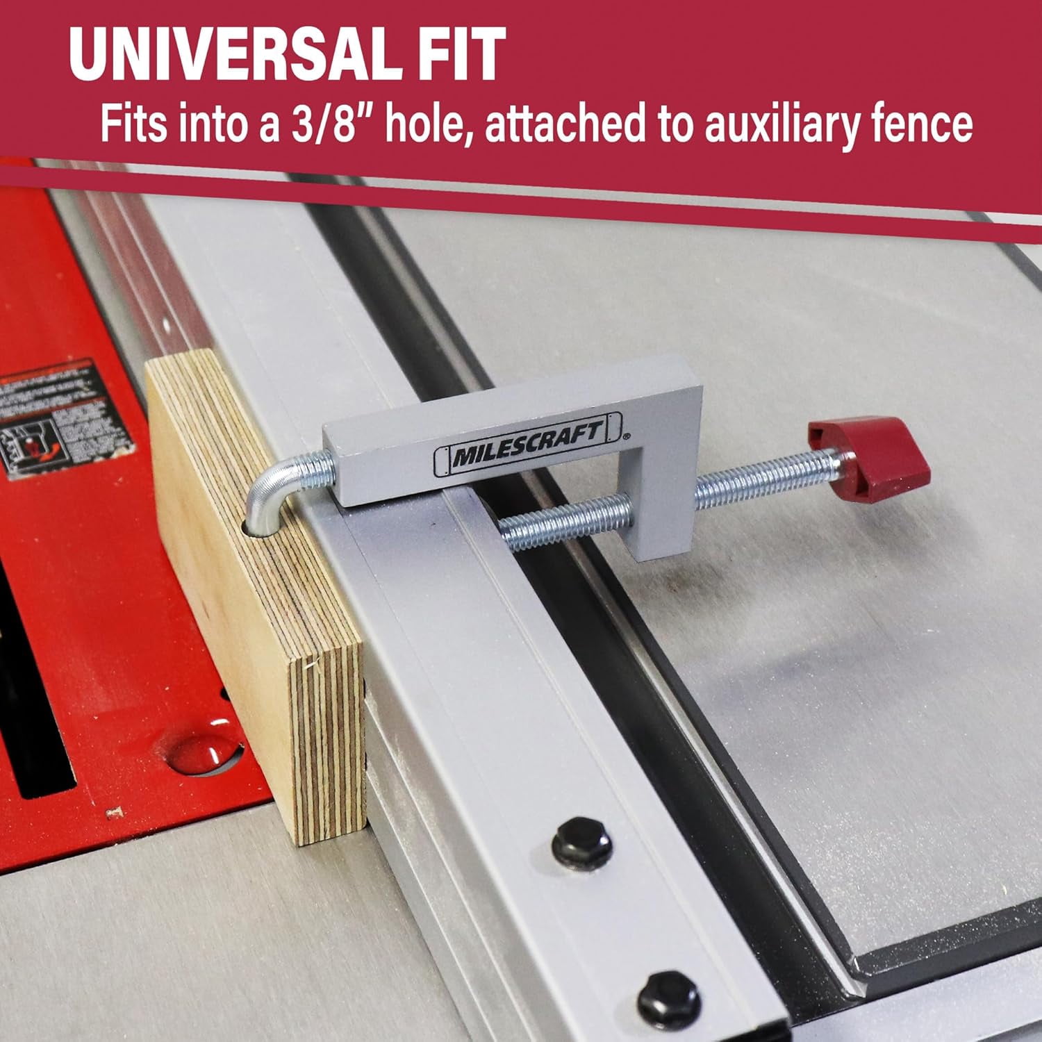 4009 Fence Clamps - 2 pack Universal Clamps with 3/8" Rod for Table Saws, Mitre Saws, Router Tables and Clamping Squares