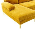 thumbnail image 3 of Sectional 4 Seater Sofa with 2 Chaise Lounge, 800lbs Load Golden Legs U-shape Chenille Upholstered Large Lounge Couch for Living Room Bedroom, 110.63x53.94x33.86inch, Musterd Yellow, 3 of 9