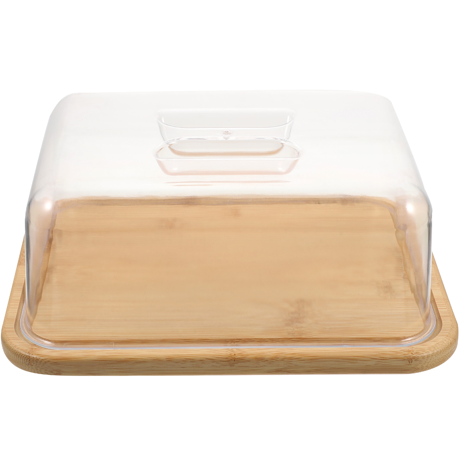 Hemoton 1 Set Cake Stand Cake Plate with Dome Cake Tray and Acrylic Lid Bamboo Cake Stand Acrylic Cake Dome
