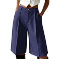 thumbnail image 3 of ManxiVoo Womens High Waist Pleated Shorts Loose Fit with Pockets Straight Casual Work Bottoms, 3 of 6