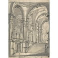 thumbnail image 3 of Giovanni Battista Natali III 11x14 Black Modern Framed Museum Art Print Titled - Design for a Stage Sets Groin-Vaulted Stairway Leading to a Gallery with Another Stairway to a Second Story at Left (1, 3 of 5