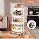 thumbnail image 3 of de Almacenamiento de Metal, Carro de Servicio Multiusos de 4 Nivel, Cesta de Almacenamiento,Marco de Acero,con Mango,Organizador con Rueda y 2 Rueda Cerradura,para Cocina, Salón, Baño (Blanco), 3 of 7