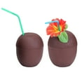 thumbnail image 2 of Coconut Drink Cups 500ML EcoFriendly PP Decorative Party Cups Coffee Color for Beach Theme Parties 2PCS, 2 of 8